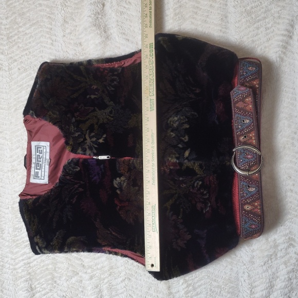 Vintage 80s FERA Skiwear Faux Fur Vest Colorful Novelty Print Size 16 - Picture 4 of 10